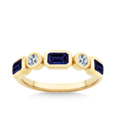 Sapphire & 0.16ct TW Diamond Dress Ring  in 9ct Yellow Gold