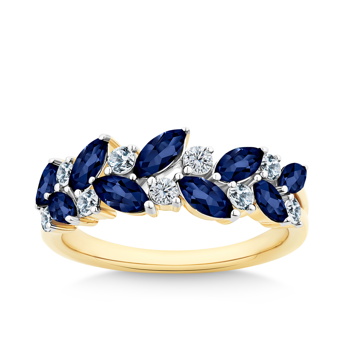 Sapphire & 2.09ct TW Diamond Cluster Dress Ring in 9ct Yellow Gold