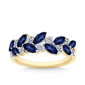 Sapphire & 2.09ct TW Diamond Cluster Dress Ring in 9ct Yellow Gold