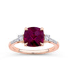 Rhodolite Garnet & Diamond Checkerboard Ring in 9ct Rose Gold