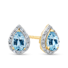 Topaz & 0.14ct TW Diamond Halo Stud Earrings in 9ct Yellow Gold