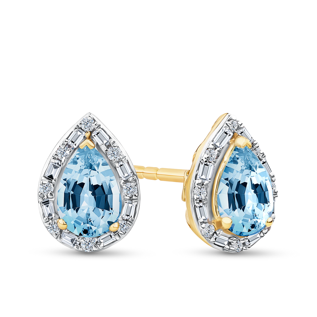 Topaz & 0.14ct TW Diamond Halo Stud Earrings in 9ct Yellow Gold