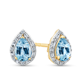 Topaz & 0.14ct TW Diamond Halo Stud Earrings in 9ct Yellow Gold