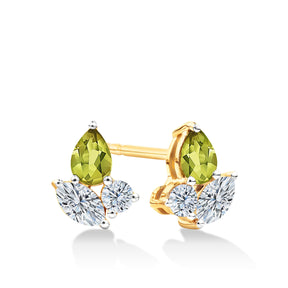 Petite Green Tourmaline Earrings in 9ct Yellow Gold