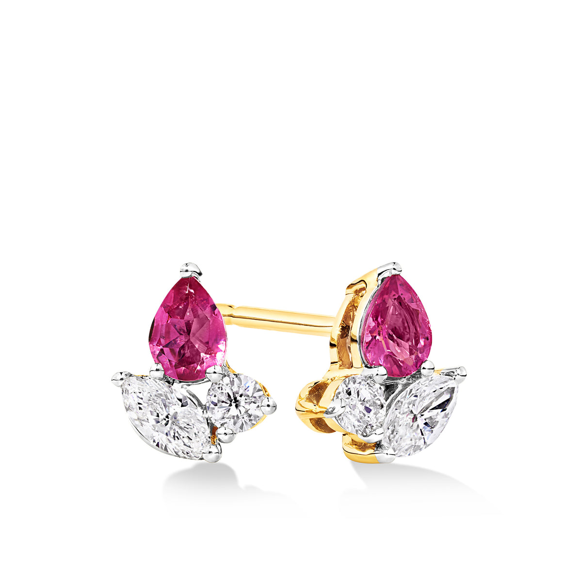 Petite Pink Tourmaline Earrings in 9ct Yellow Gold