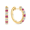 Ruby & 0.20ct TW Diamond Huggie Earrings in 9ct Yellow Gold