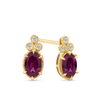 Rhodolite Garnet & 1.20ct TW Diamond Stud Earrings in 9ct Yellow Gold