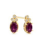 Rhodolite Garnet & 1.20ct TW Diamond Stud Earrings in 9ct Yellow Gold