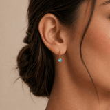 Cushion Cut Swiss Blue Topaz Twist Bezel Set Drop Earrings in 9ct Yellow Gold