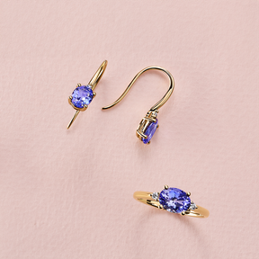 Tanzanite & Diamond Ring in 9ct Yellow Gold