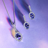 Tanzanite and Diamond Drop Earrings in 9ct White Gold