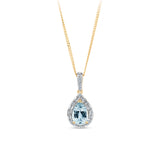 Topaz &0.14ct TW Diamond Halo Pendant in 9ct Yellow Gold
