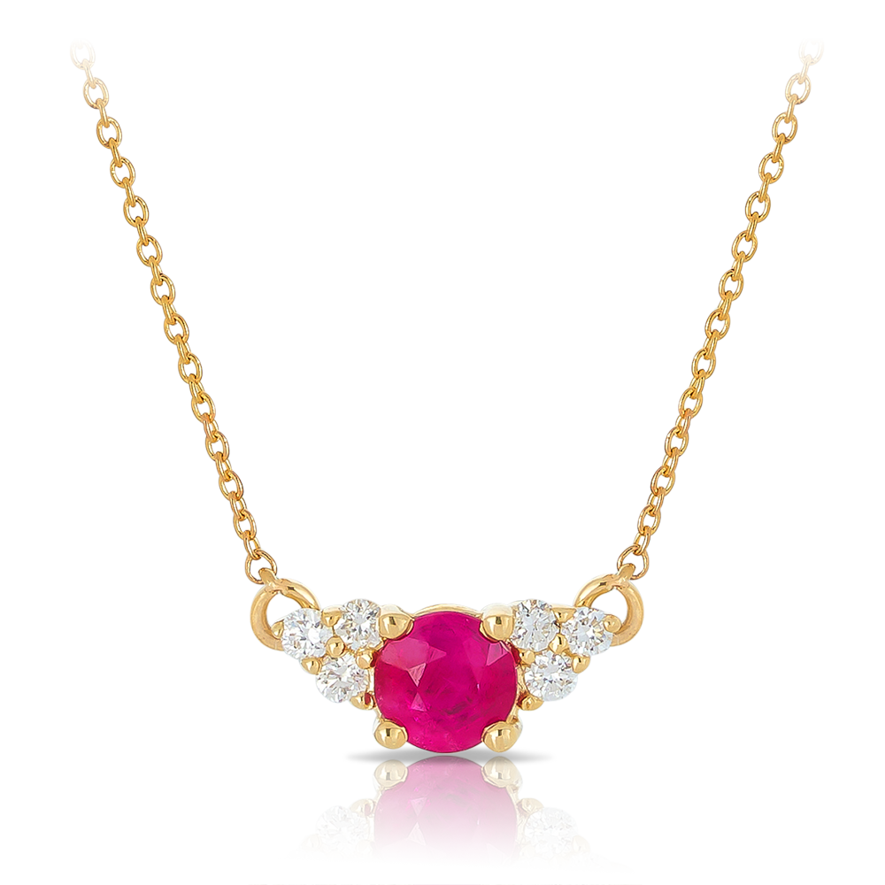 Ruby & Diamond Necklace set in 9ct Yellow Gold