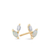 Marquise Cut White Opal and Lab-Grown Diamond Stud Earrings in 9ct Yellow Gold