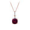 Rhodolite Garnet & Diamond Checkerboard Pendant in 9ct Rose Gold