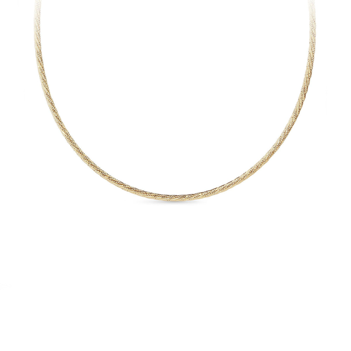 9ct Polished Yellow Gold Omega Memory Shape Chain Necklace - Wallace Bishop