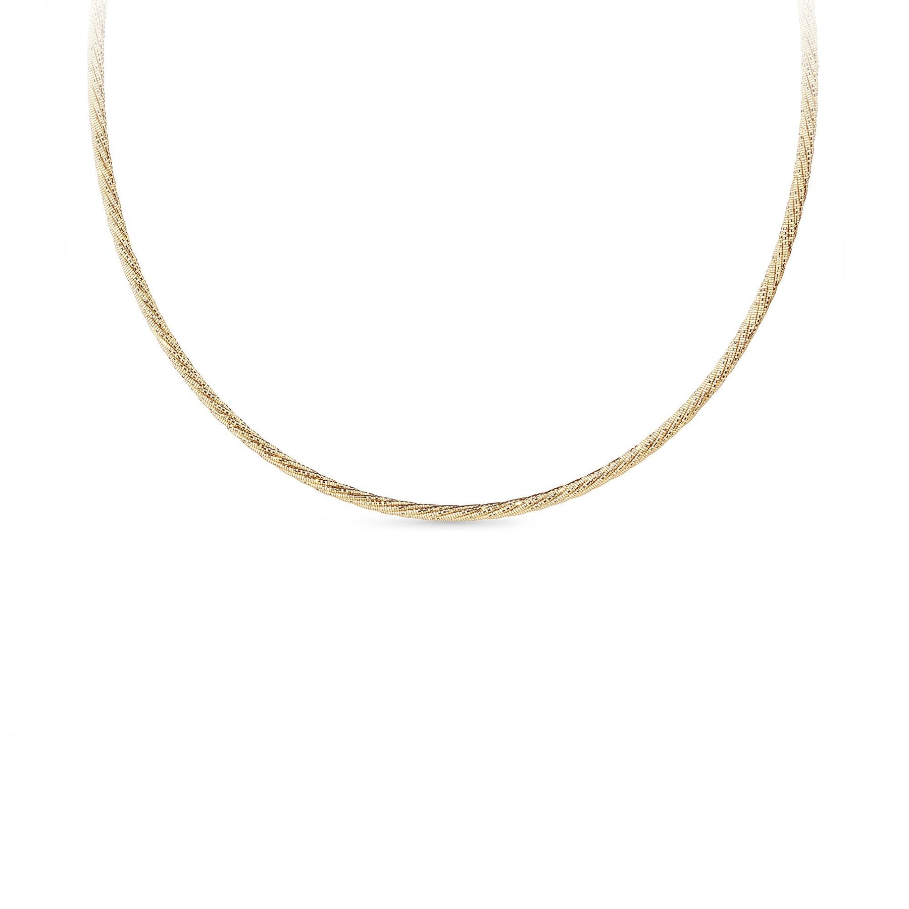 9ct Polished Yellow Gold Omega Memory Shape Chain Necklace - Wallace Bishop