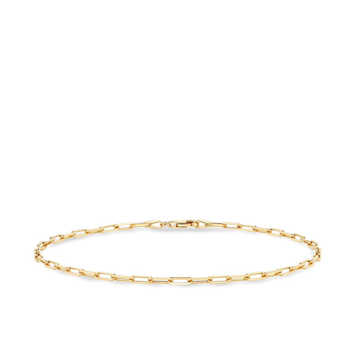 9ct Polished Yellow Gold Paperclip Shape Anklet - Wallace Bishop