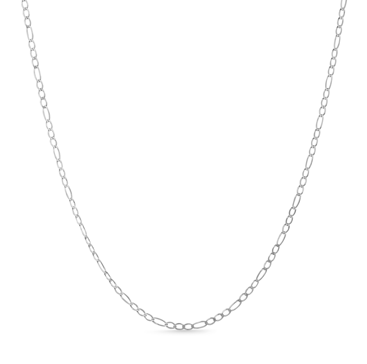 9ct White Gold Figaro Pattern Chain Necklace - Wallace Bishop