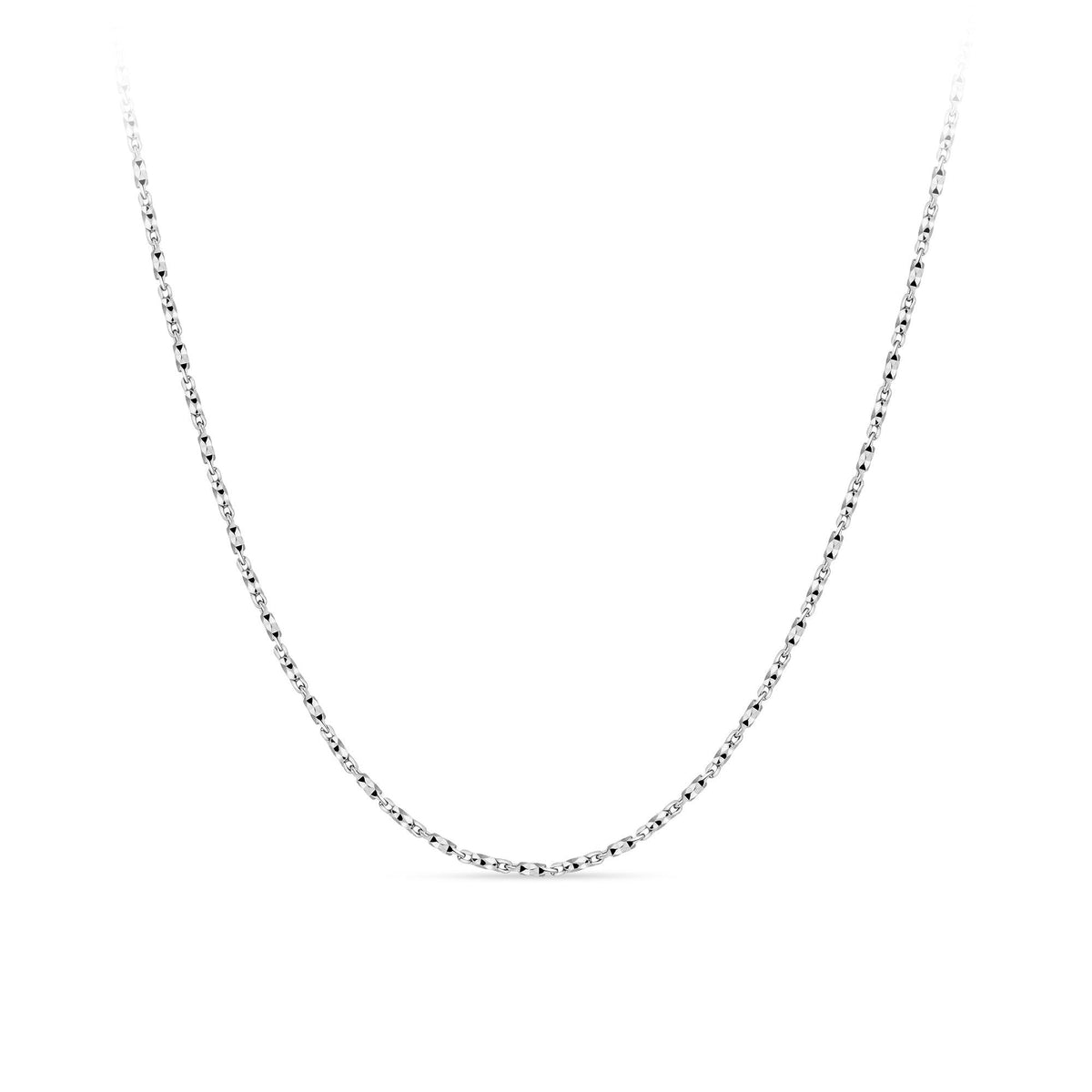 9ct White Gold Polished Chain Necklace - Wallace Bishop