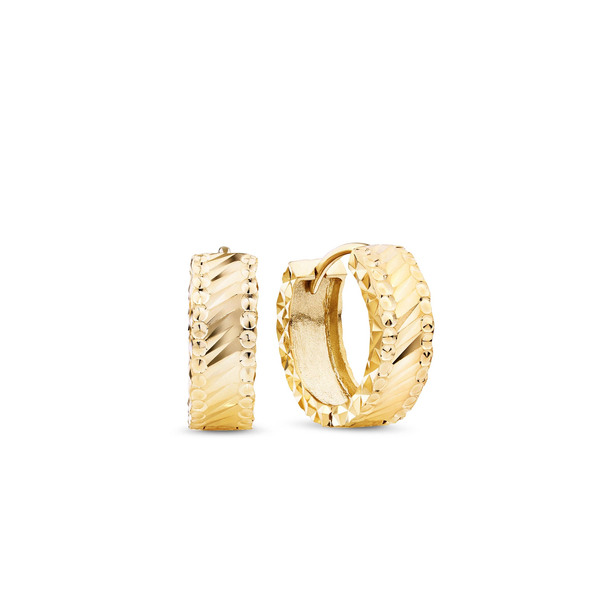 9ct Yellow Gold Diamond Cut Huggie Earrings