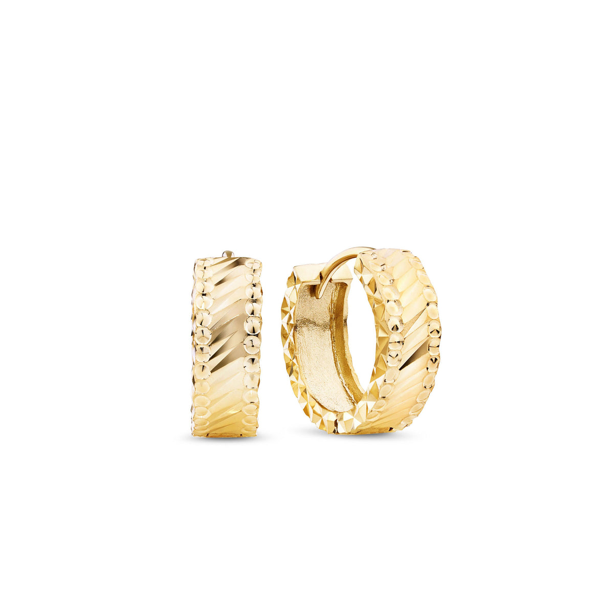 9ct Yellow Gold Diamond Cut Huggie Earrings