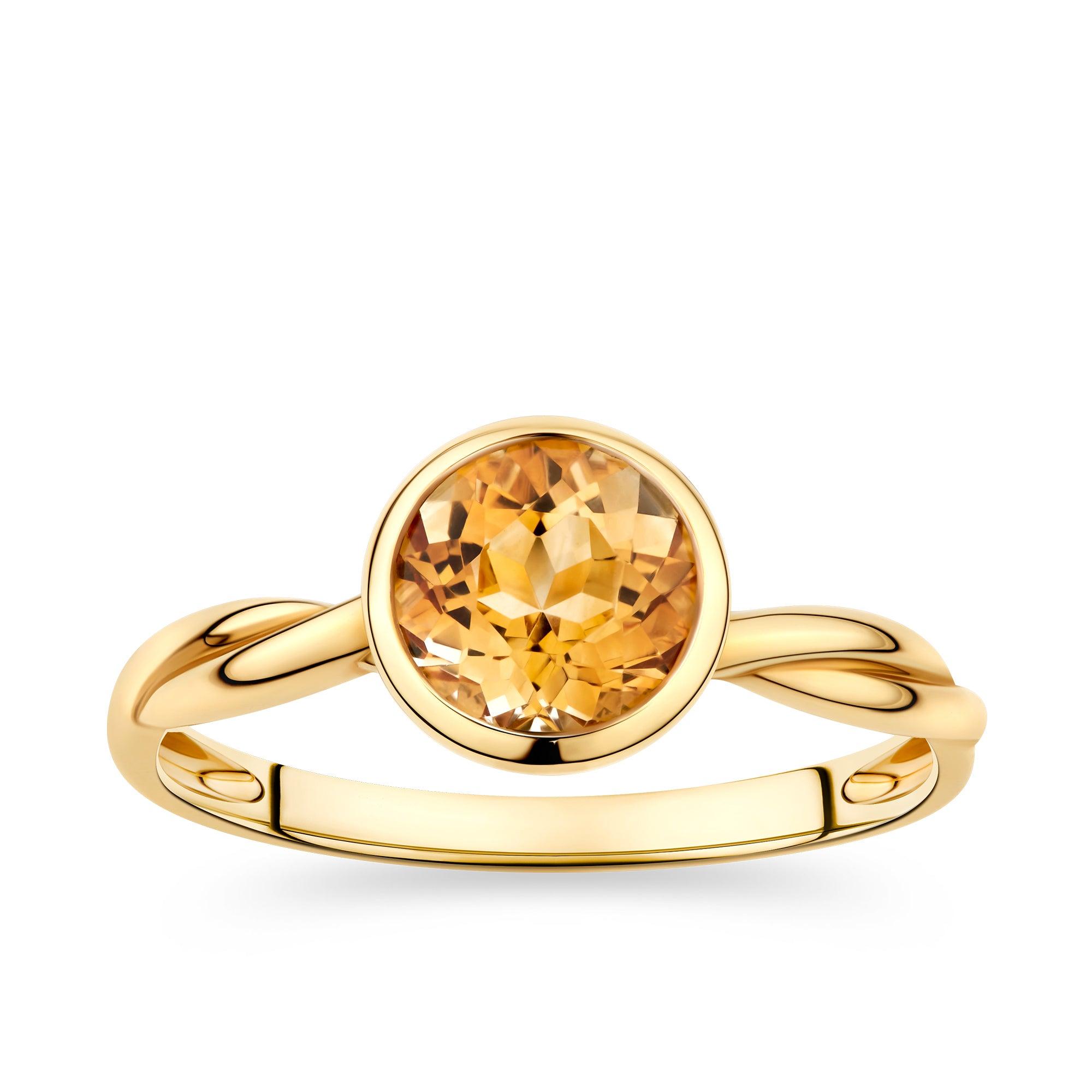 9ct Yellow Gold Twist Pattern Citrine Ring