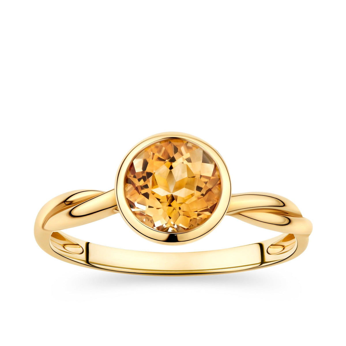 9ct Yellow Gold Twist Pattern Citrine Ring - Wallace Bishop