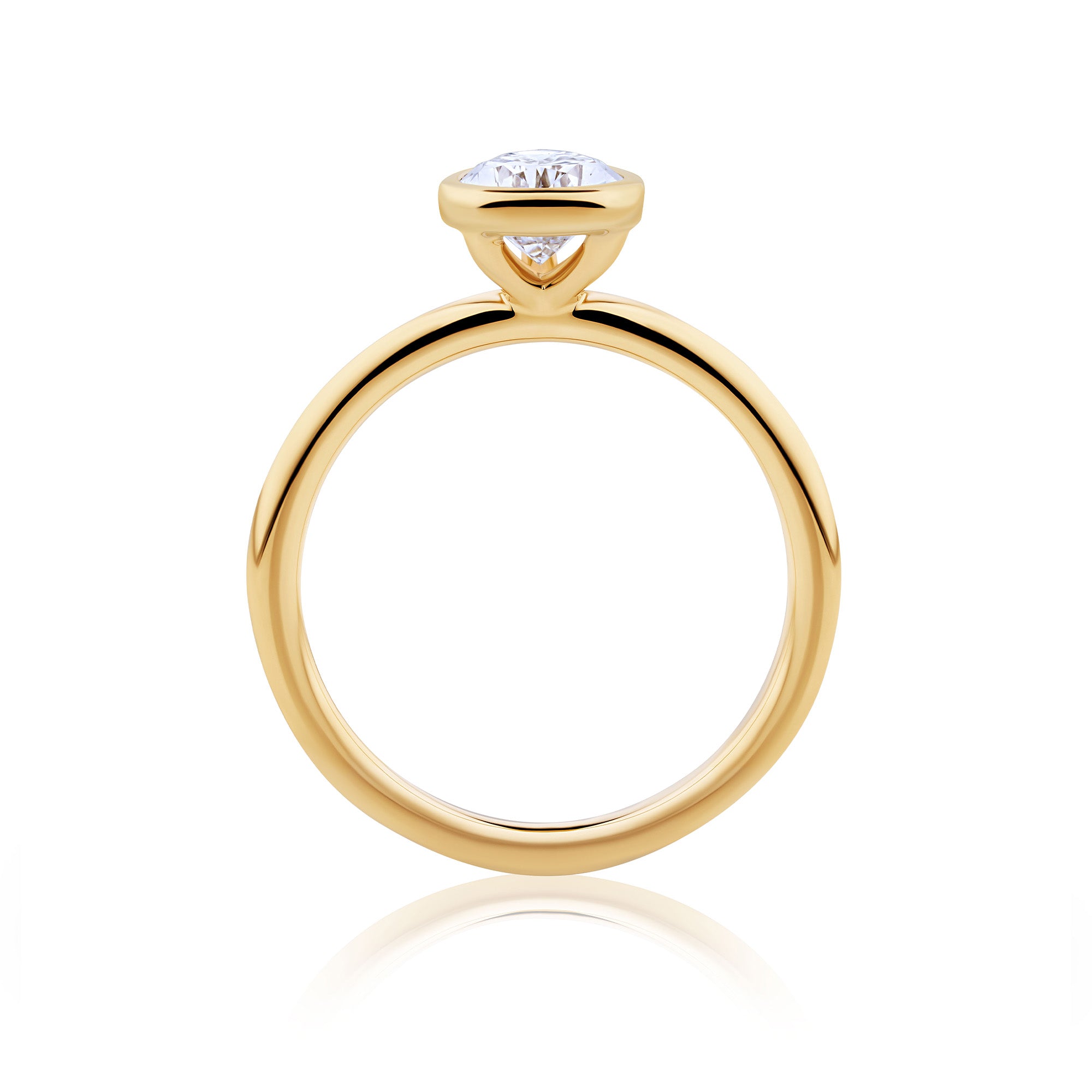 Everlasting 1.25ct TW Pear Lab-Grown Diamond Bezel Set Engagement Ring in 18ct Yellow Gold