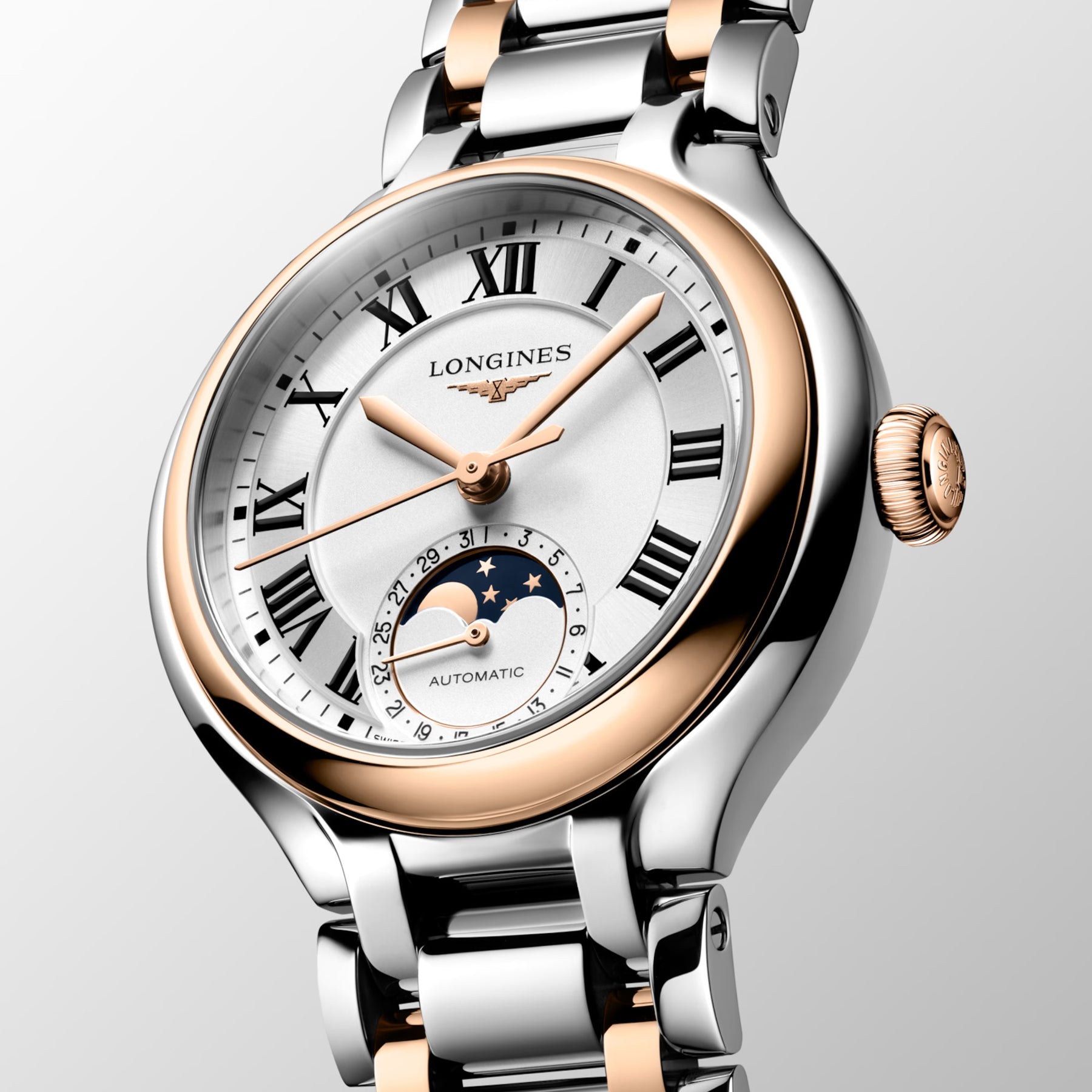 Longines Prima Luna Automatic Moon Phase Men's 34mm Watch L8.126.5.71.7