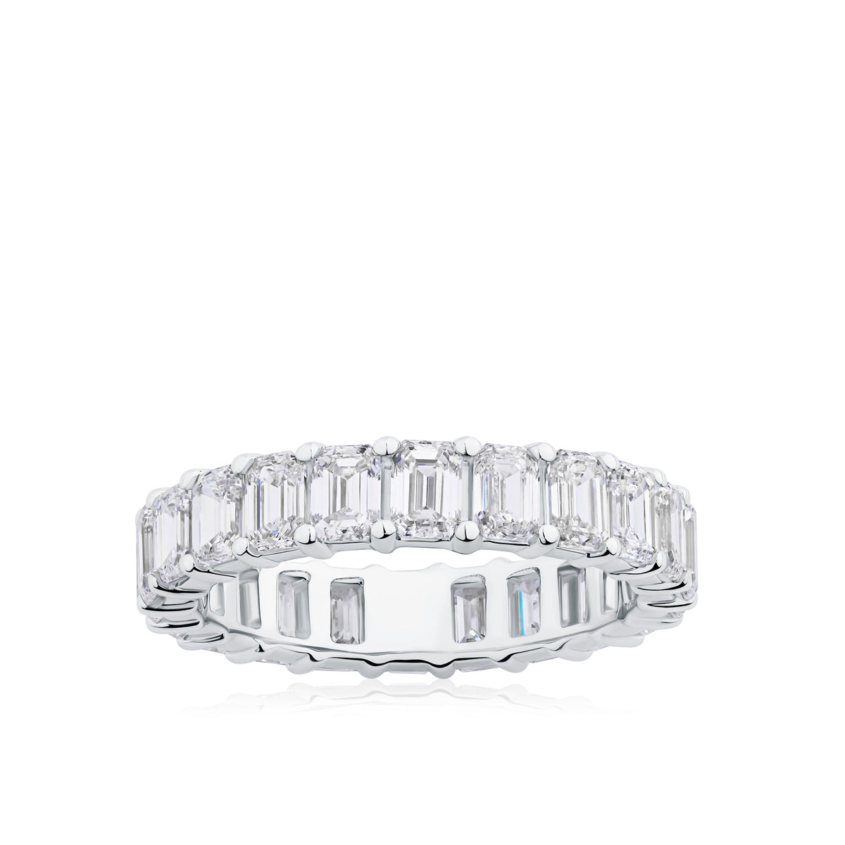Everlasting 4.40ct TW Lab Grown Diamond Emerald Cut Full Eternity Wedding Band in 18ct White Gold