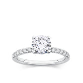 Everlasting 1.58ct TW Round Brilliant Lab-Grown Diamond Solitaire Pave Band Engagement Ring in 18ct White Gold