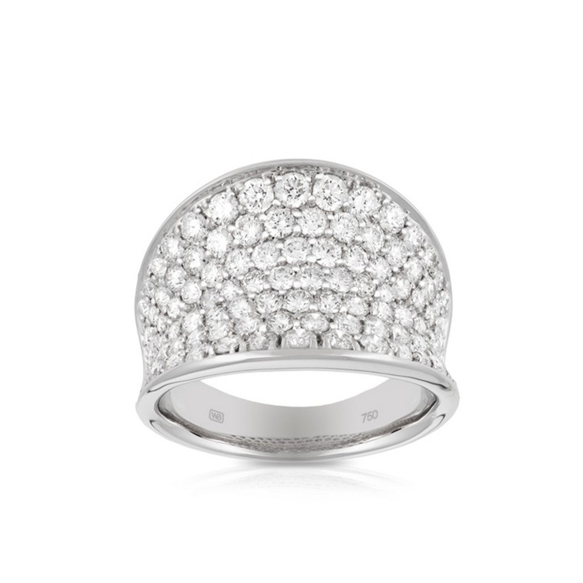 2.52ct Round Brilliant Cut Diamond Pave Set Ring in 18ct White Gold