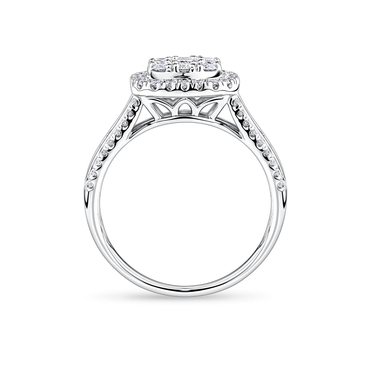 Everlasting 1.00ct TW Lab Grown Diamond Princess Cut Double Halo Engagement Ring in 9ct White Gold
