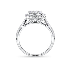 Everlasting 1.00ct TW Princess Lab-Grown Diamond Double Halo Engagement Ring in 9ct White Gold