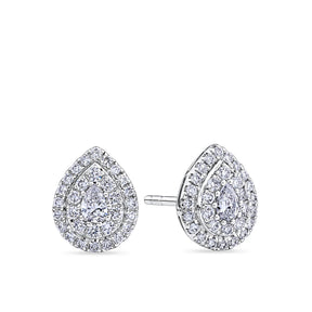Everlasting 0.50ct TW Lab Grown Diamond Pear Cut Double Halo Earrings in 9ct White Gold