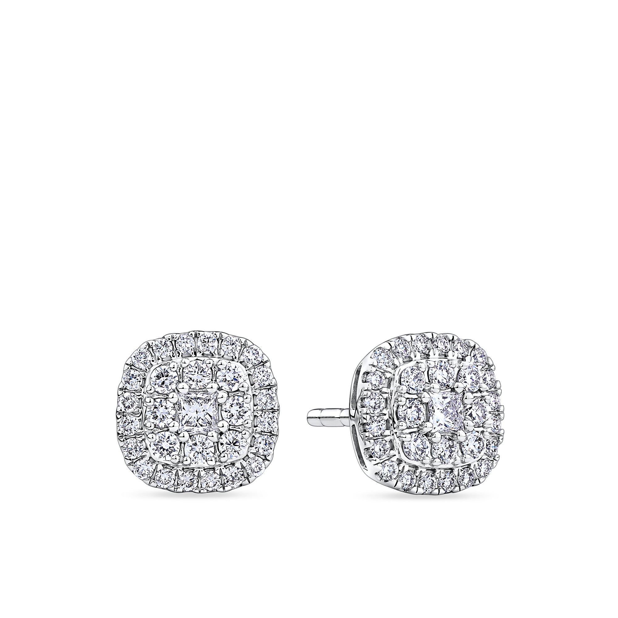 Everlasting 0.50ct TW Princess Lab-Grown Diamond Double Halo Earrings in 9ct White Gold