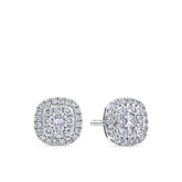 Everlasting 0.50ct TW Lab Grown Diamond Princess Cut Double Halo Earrings in 9ct White Gold