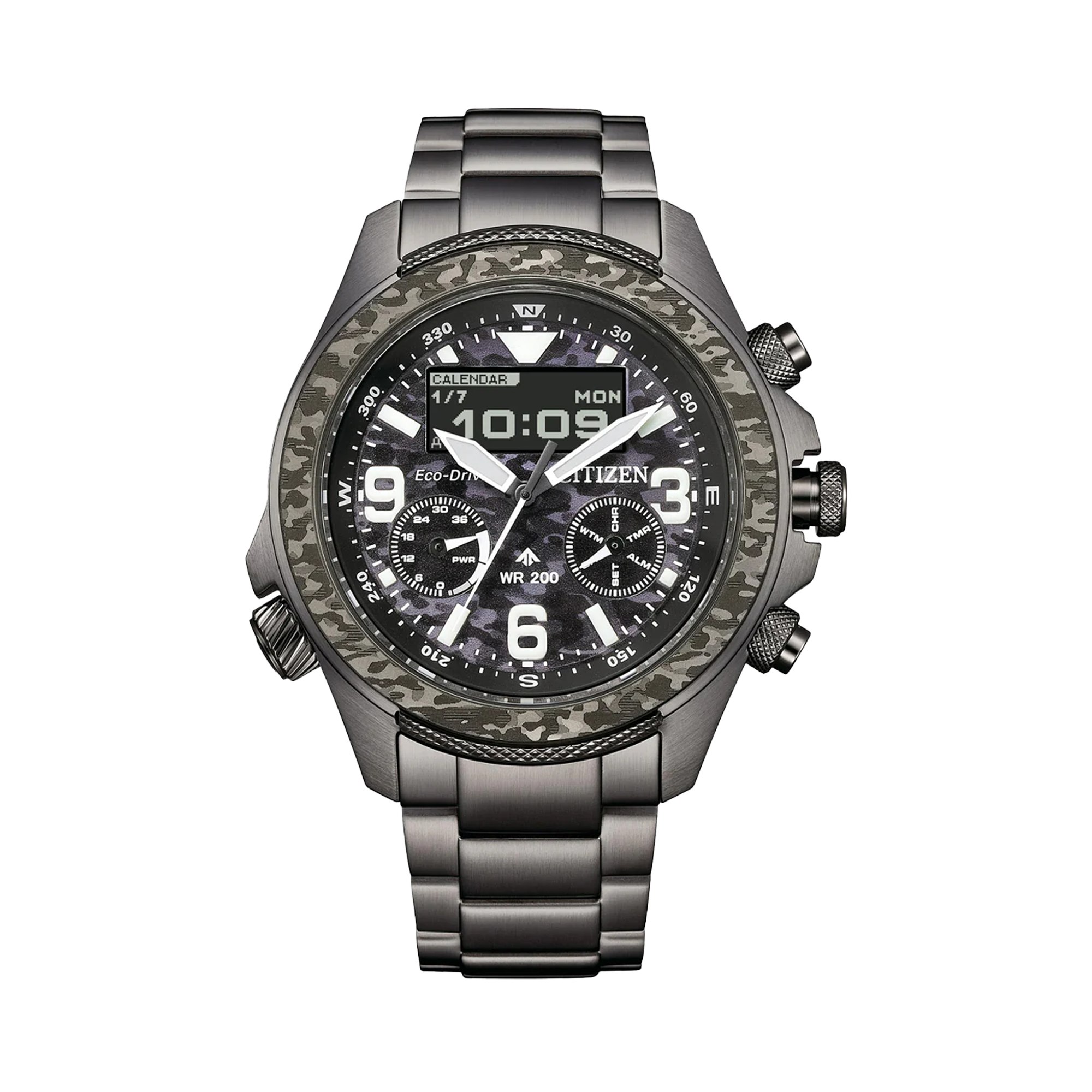 Citizen Promaster Men's 44mm Analogue Digital Black and Steel Watch JV1008-63E