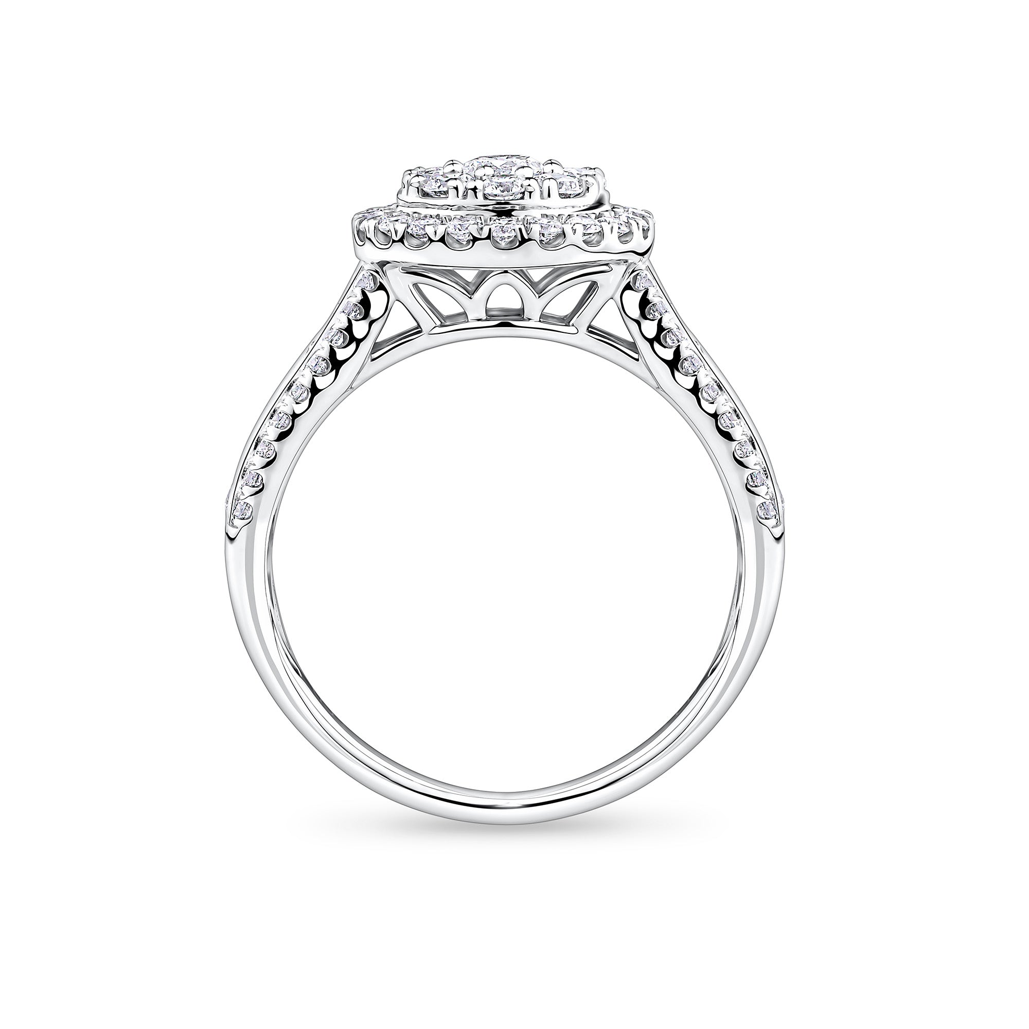 Everlasting 1.00ct TW Round Brilliant Lab-Grown Diamond Double Halo Engagement Ring in 9ct White Gold
