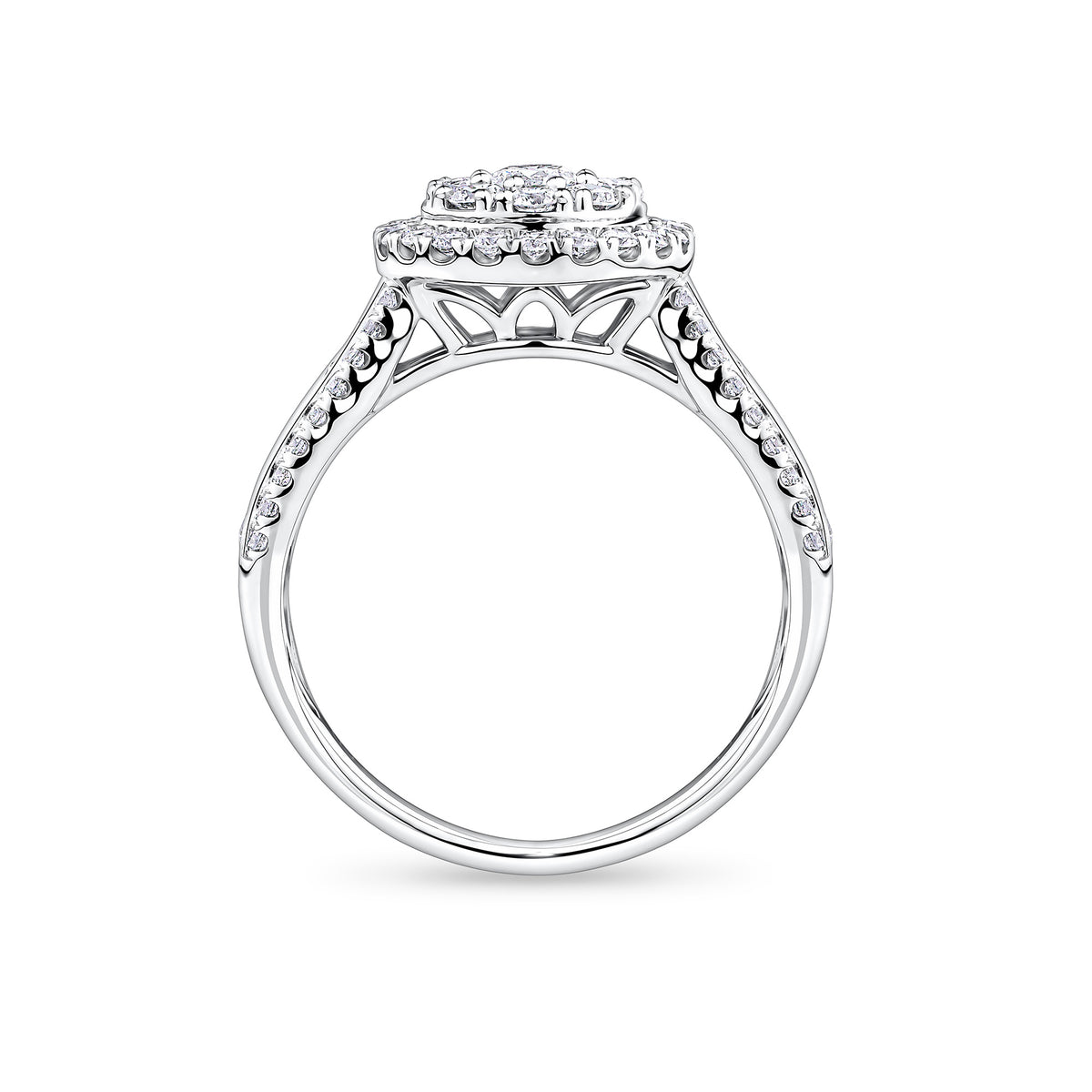 Everlasting 1.00ct TW Round Brilliant Lab Grown Diamond Double Halo Engagement Ring in 9ct White Gold