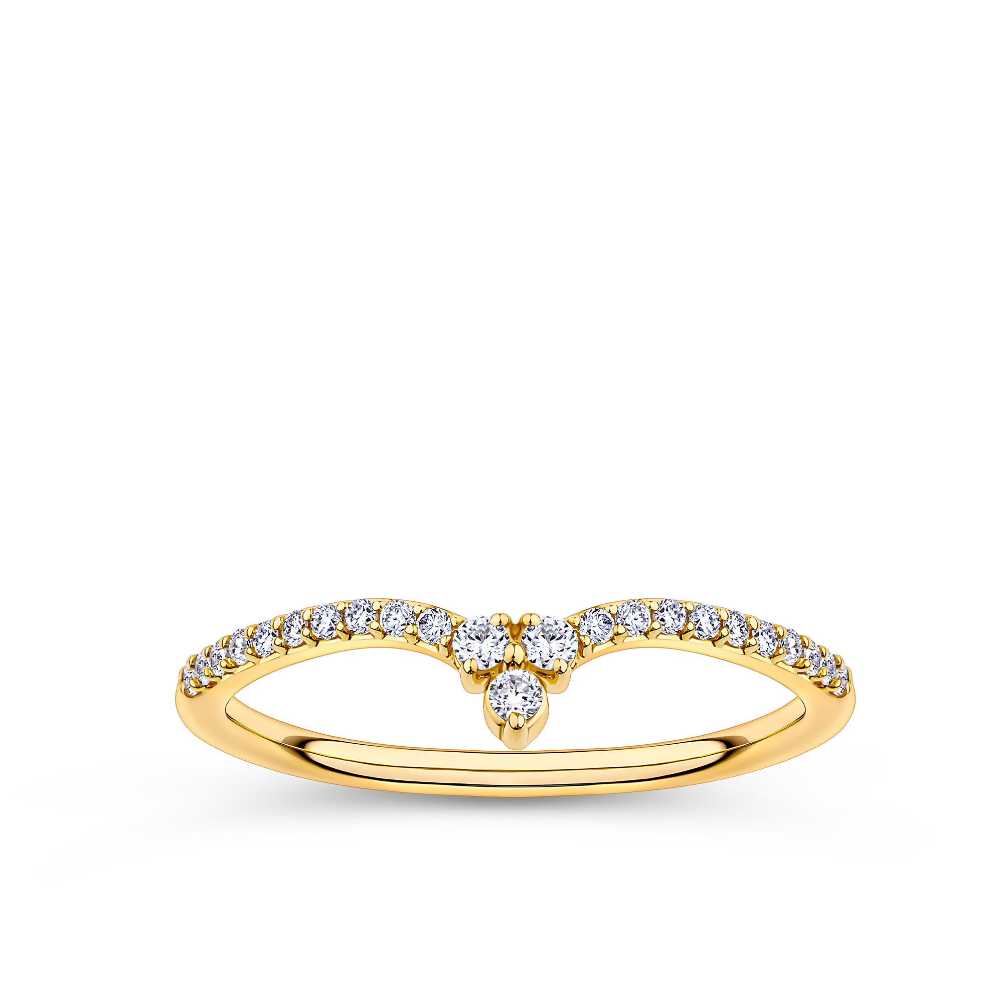 Everlasting Promise 0.15ct TW Round Brilliant Trilogy Lab-Grown Diamond Chevron Ring in 9ct Yellow Gold