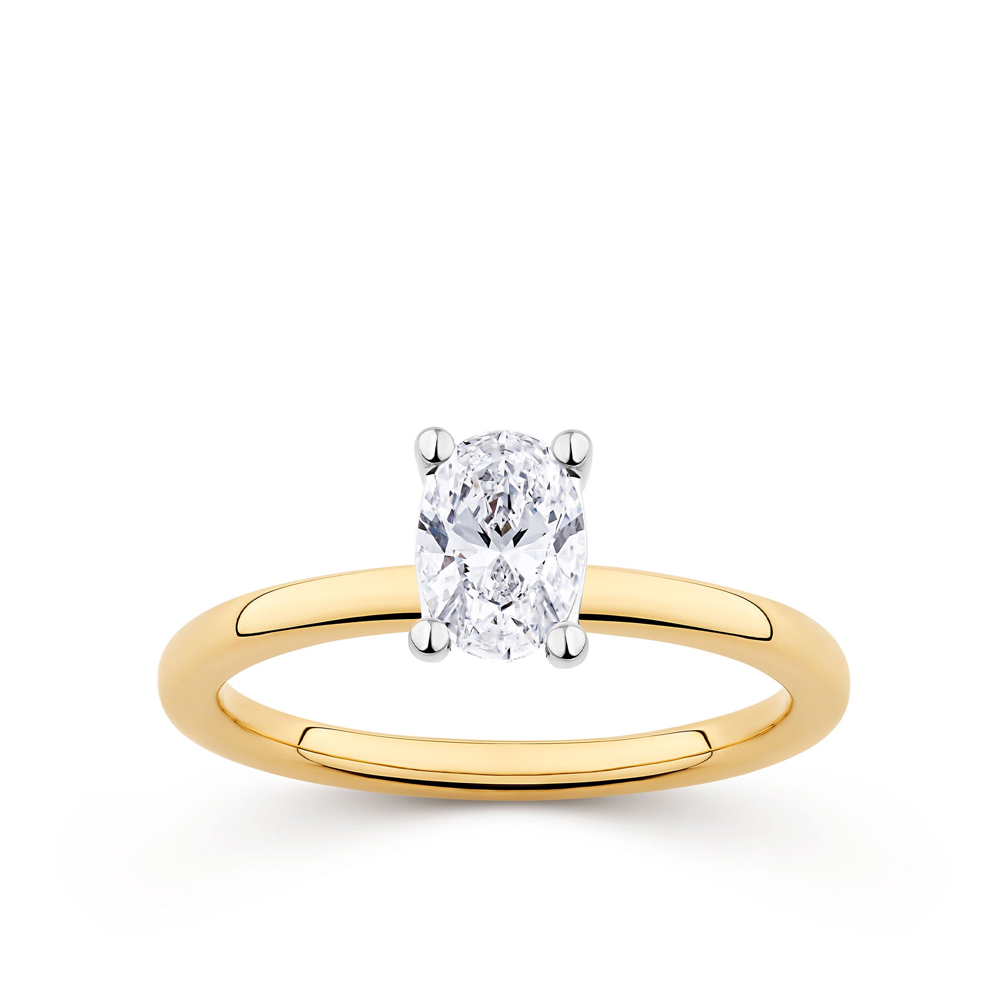 Everlasting 0.75ct TW Oval Lab-Grown Diamond Solitaire Engagement Ring in 18ct Yellow and White Gold