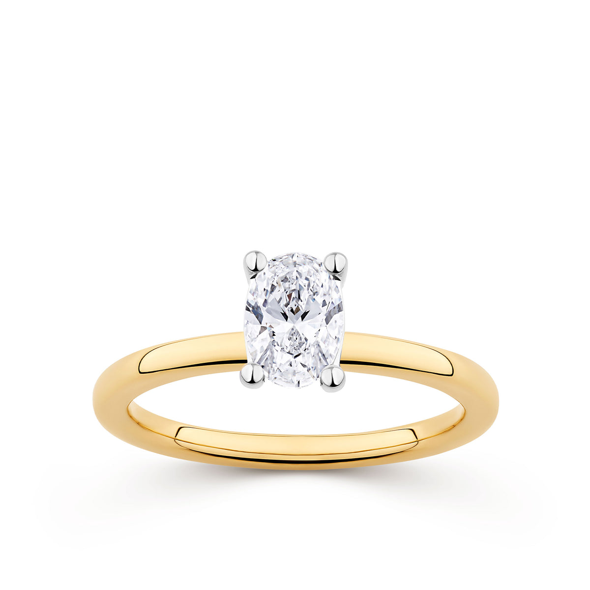 Everlasting 0.75ct TW Oval Lab-Grown Diamond Solitaire Engagement Ring in 18ct Yellow and White Gold
