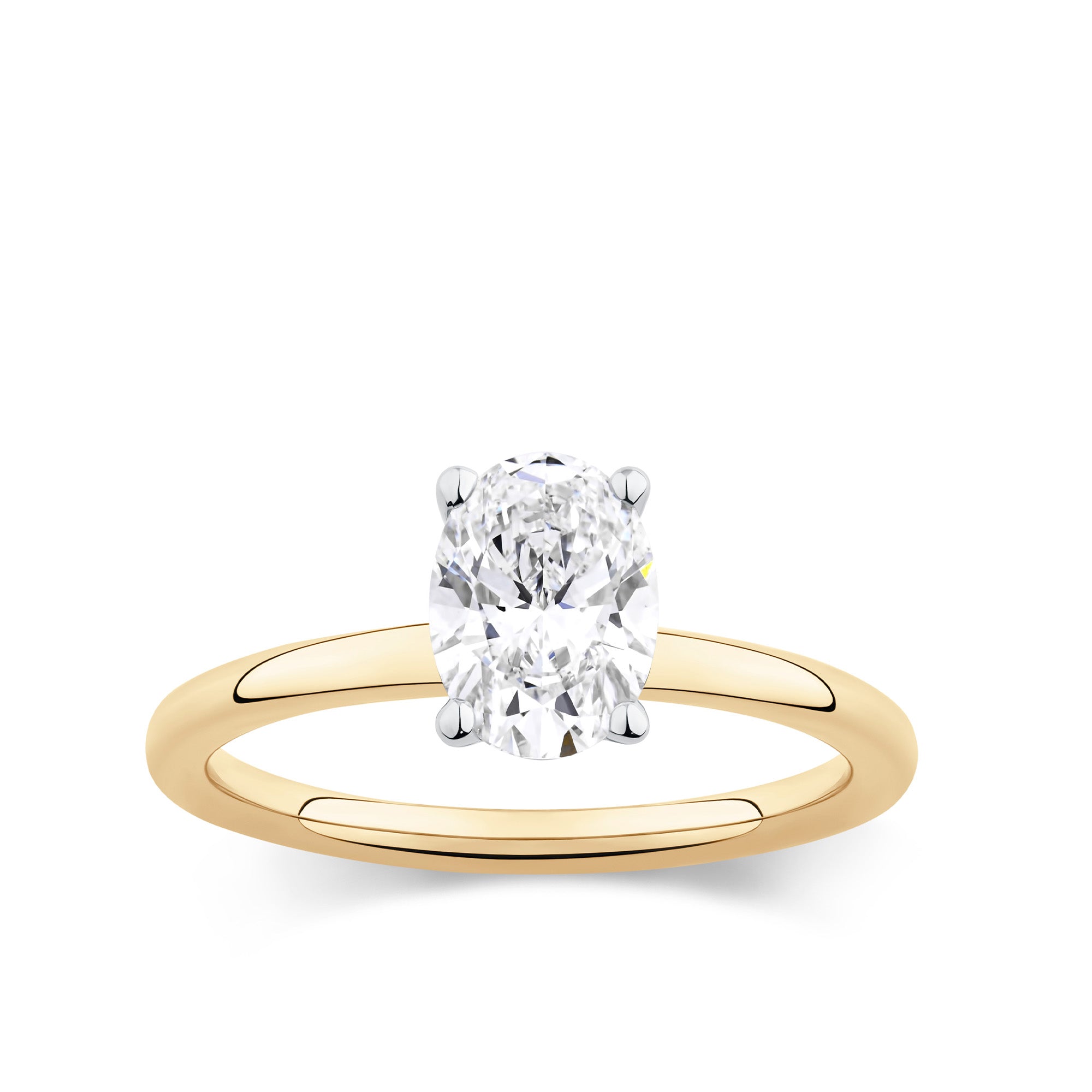 Everlasting 1.25ct TW Oval Lab-Grown Diamond Solitaire Engagement Ring in 18ct Yellow and White Gold