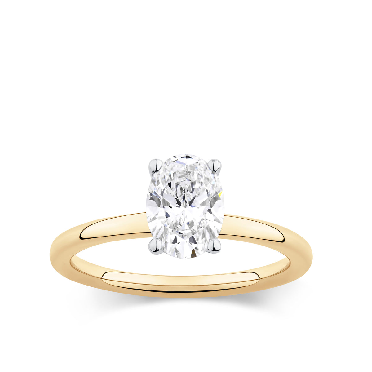 Everlasting 1.25ct TW Oval Lab-Grown Diamond Solitaire Engagement Ring in 18ct Yellow and White Gold