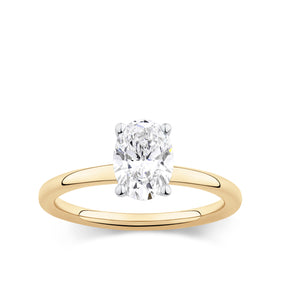 Everlasting 1.25ct TW Oval Lab-Grown Diamond Solitaire Engagement Ring in 18ct Yellow and White Gold