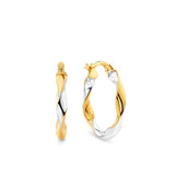 Ribbon Hoop Earrings in 9ct Yellow and White Gold