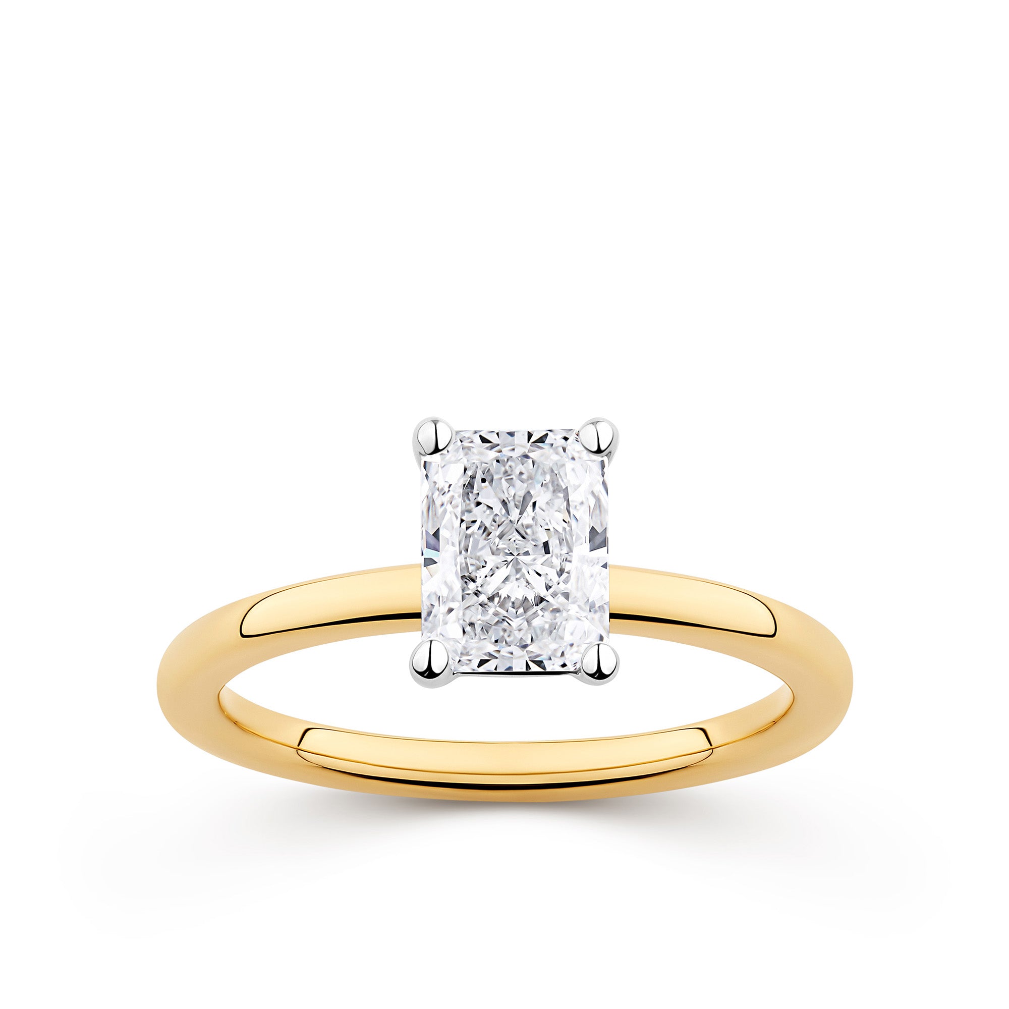 Everlasting 1.25ct TW Radiant Lab-Grown Diamond Solitaire Engagement Ring in 18ct Yellow and White Gold
