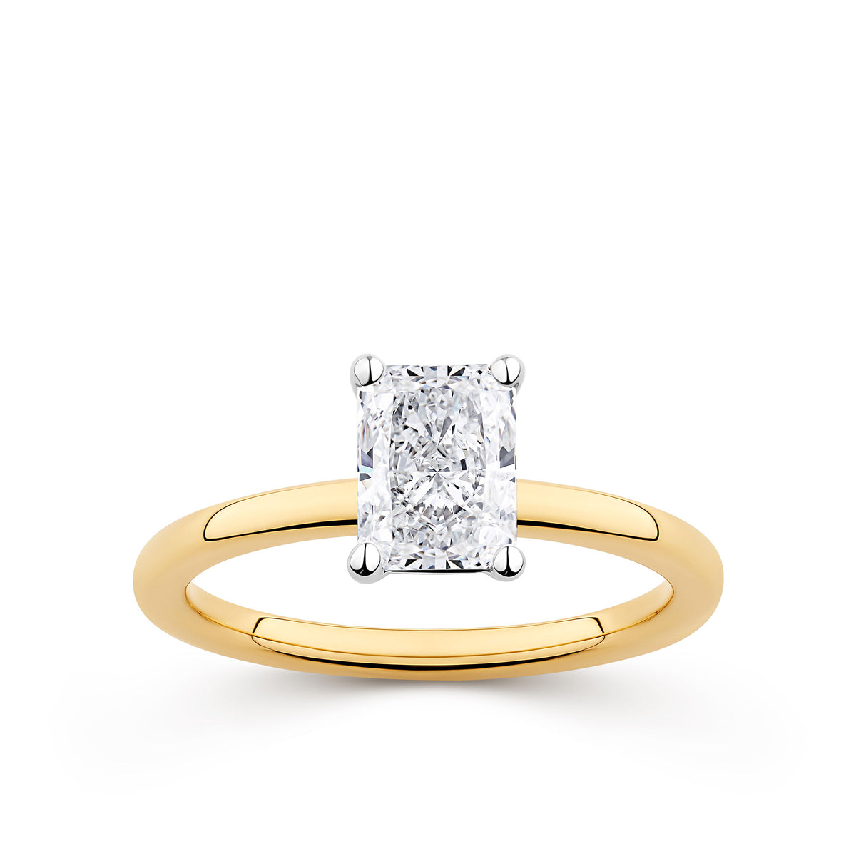 Everlasting 1.25ct TW Radiant Lab-Grown Diamond Solitaire Engagement Ring in 18ct Yellow and White Gold